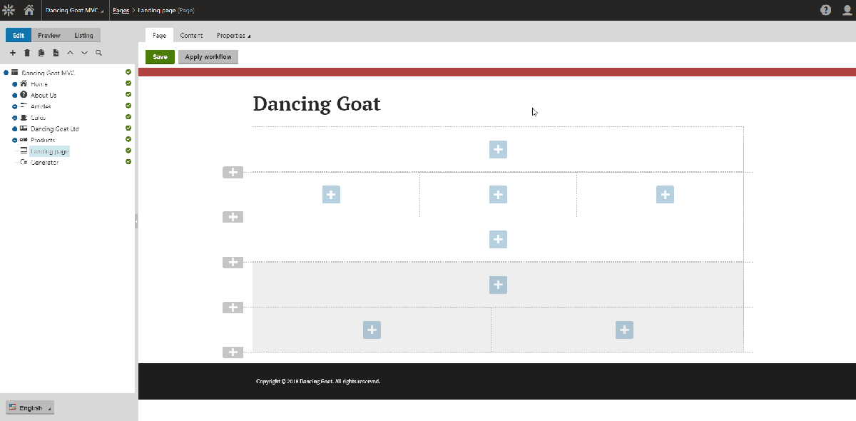 Kentico 12 MVC Page Builder
