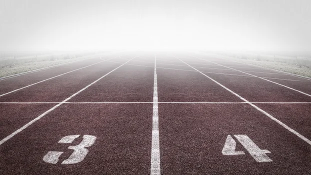 Starting line of a running race
