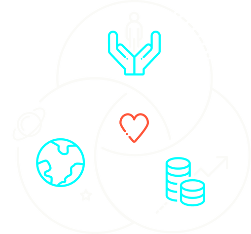 B Corp icon - balancing people and planet with profit