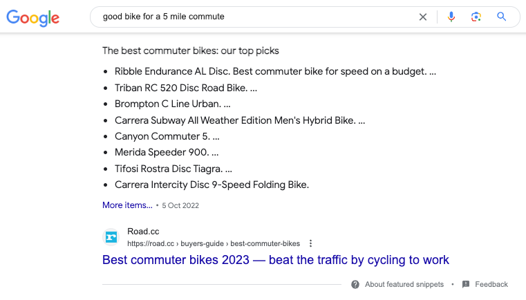 Google snippet