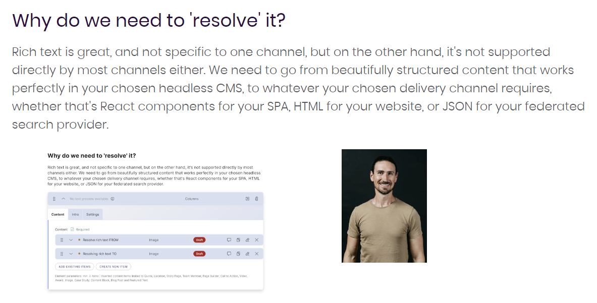 Screenshot of HTML content rendered out onto a web page